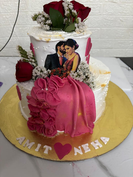 Two Tier Couple Photo Cake
