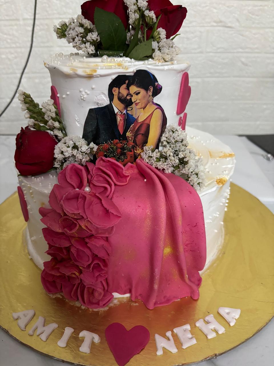 Two Tier Couple Photo Cake